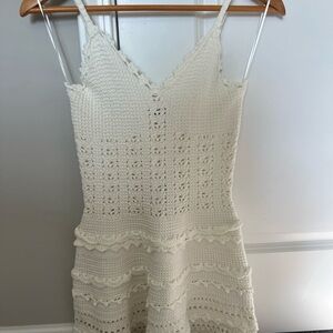 Elegant Cream Crochet Mini Dress